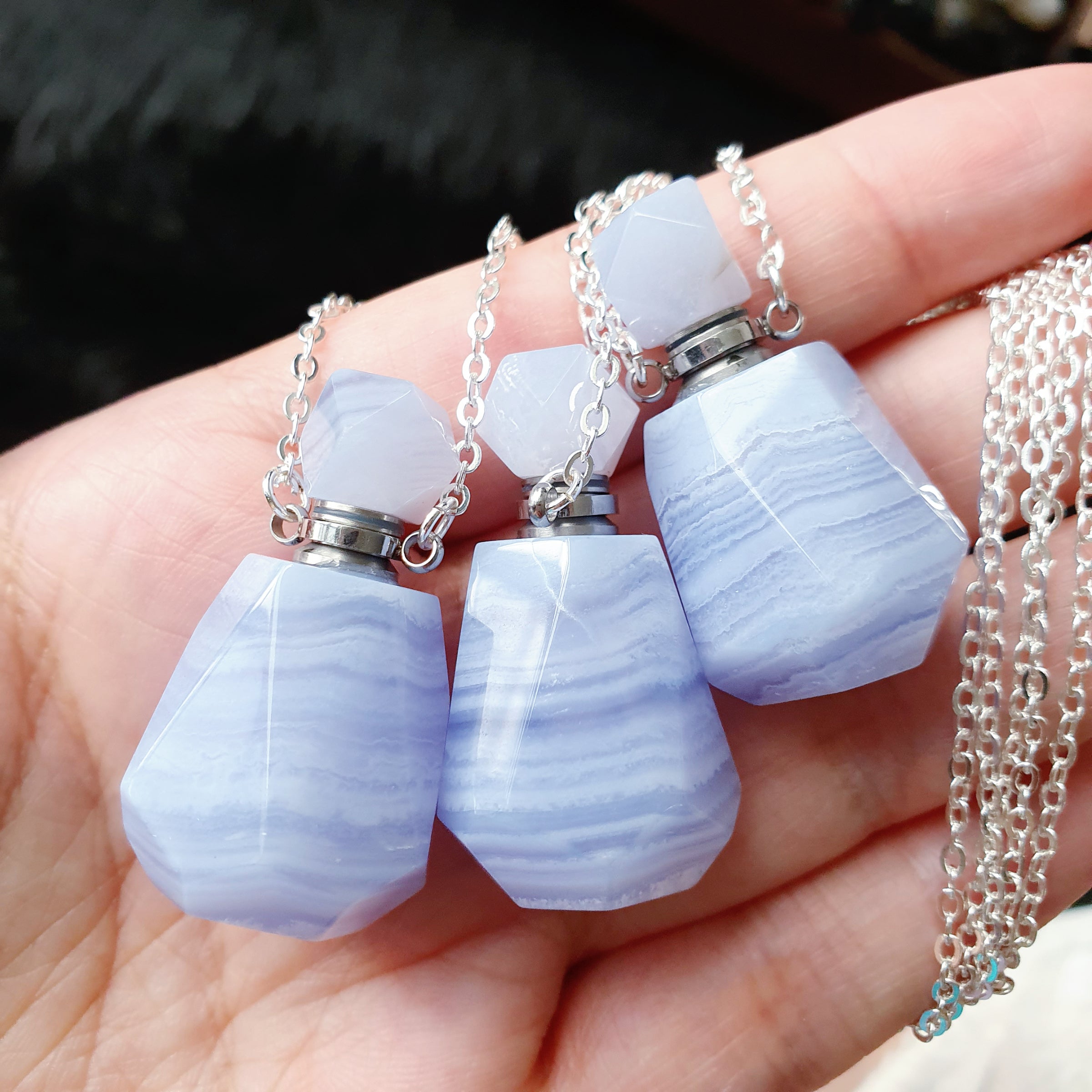 Blue Lace Agate Tumbled Necklace - Angelic Roots